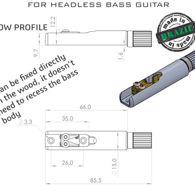 Headless bass bridge 6 strings with individual base for fanned multiscale by Nova Guitar Parts image 3