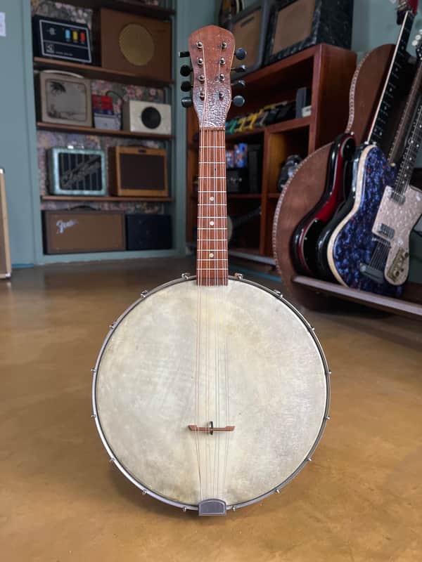 Vintage 1920s Banjo Mandolin Project Birdseye Maple Open Back 8-String Calfskin Head image 1