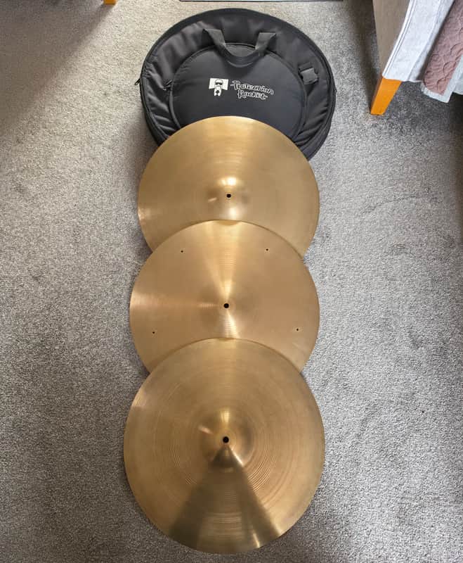 Vintage 1960s & 1970s Avedis Zildjian Cymbal Set (14" Hats, 18", 19", 20") + Protection Racket Bag image 1