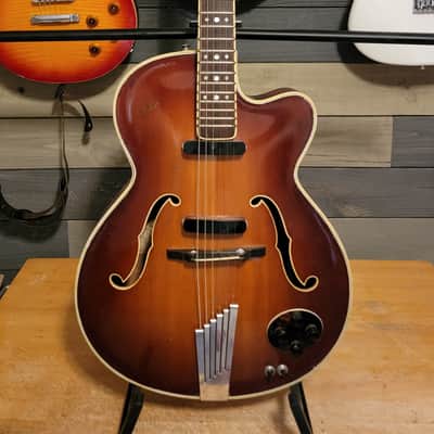 1956 Hofner President Electric Guitar 2 Pickup Cutaway Sunburst Nice Shape W/HSC image 1