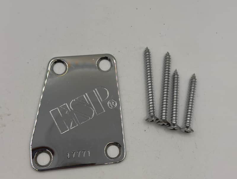 ESP Neck Plate Vintage Plus Angled W/ Screws 1990’s - Chrome image 1