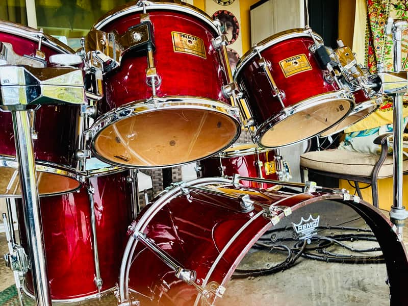 Premier Signia Marquis Rare 7-Piece Kit – 1999 UK Maple – Cherry Red – Flagship Series – w/ Cases EX image 1