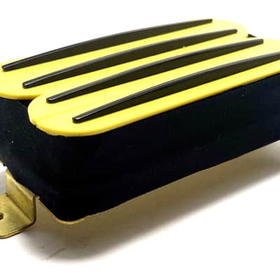DFG Quad Rails Humbucker, Hot Four Blade Passive 23K Pickup for Bridge or Neck Use ~ Yellow w/ Black Rails image 2