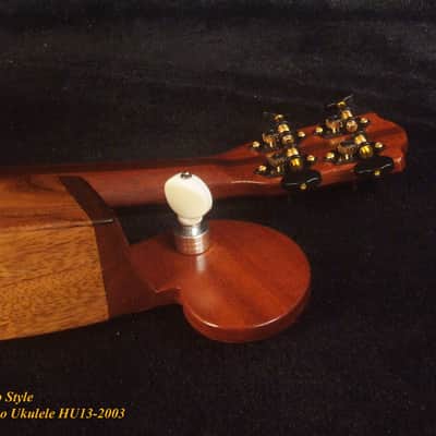 Handcrafted Harp Style 5 String Soprano Ukulele, Bruce Wei ,Solid Acacia, Mango HU13-2003 image 11