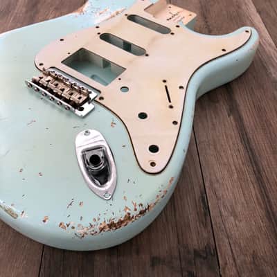 FRANCHIN Mercury guitar body Heavy Relic Aged Sonic Blue 100% Nitro Lacquer HSS Poplar Stratocaster-Strat-S-Style Made in Italy - Stock piece #23400826 image 7