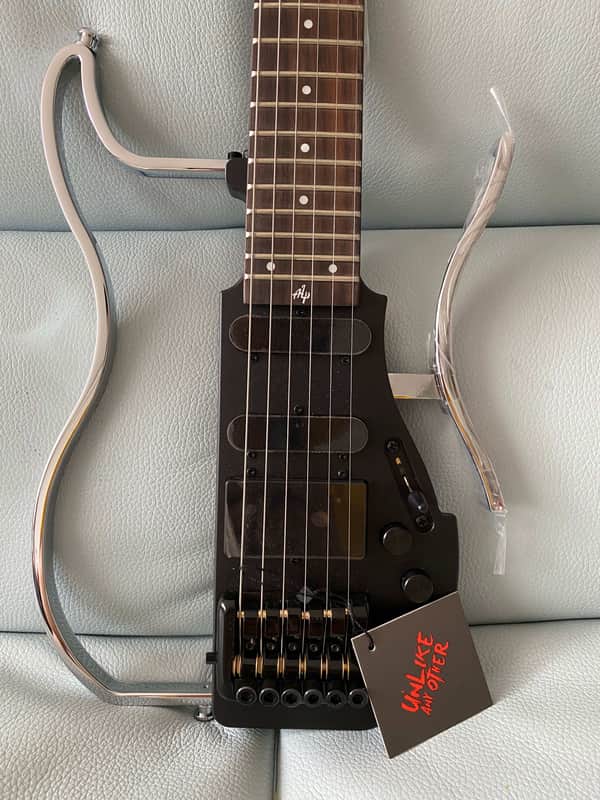 Alp AD-80 Adventure headless electric travel guitar 2021 Black with new updated gig bag image 1