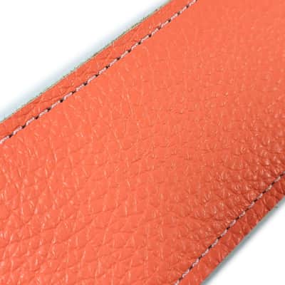 Coral Leather Premium Leather Guitar Strap- Light Orange Leather Guitar Strap-100% Leather Guitar Strap- Acoustic, Electric Bass Guitars image 4