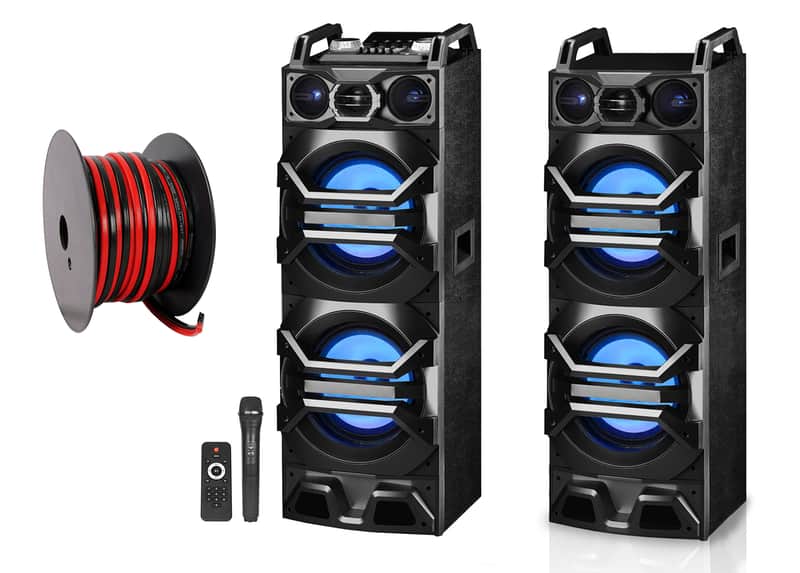 Technical Pro Dual 10" 3000w Home Theater Bluetooth Speakers w/USB/SD/LED+Mic image 1