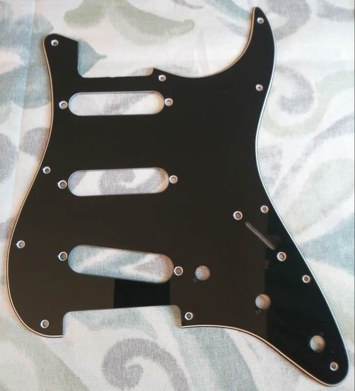 Strat Style Pickguard (Black) (S-S-S) for Electric Guitars image 1