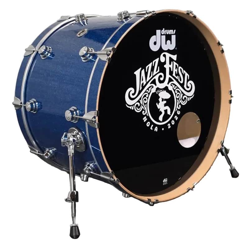 Used DW Collectors VLT 333 Maple Bass Drum 24x16 Blue Glass - Very Good image 1