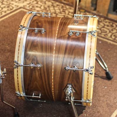 Craviotto Custom Shop Walnut Satin Oil w/ Cherry Inlay Drum Set - 14x20, 8x12, 14x14 image 2