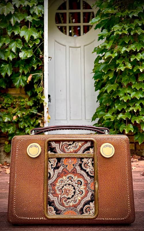 Rotary Connection Portable mini guitar cab with 8” vintage CTS speaker. Built from 50’s Westinghouse tube radio. 2025 - Tan/brown image 1