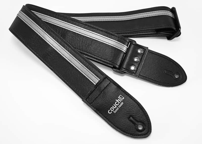 Couch  Black With Silver Racer X Guitar Strap image 1