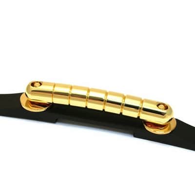 Genuine Gretsch Gold/Ebony Rocking Bar Floating Guitar Bridge Assembly image 1