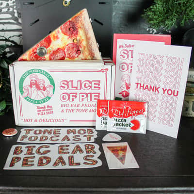 Preowned Big Ear Pedals Slice of Pie Fuzz Pedal w/ Pizza Box, Napkins, Red Pepper & More image 1