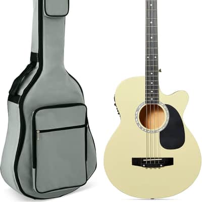 Full Size 4 String Acoustic Electric Bass Guitar Fretted Bass Guitar with Gig Bag image 1