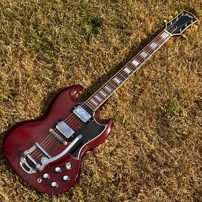 VIDEO ... 1977 Greco SG-400T ... Catalogue CUSTOM ORDER … BIGSBY STRING-TROUGH + Maxon U-1000 PAF "Burst" REPLICA / Clone Humbuckers ... Made in Japan Lawsuit Era + GIGBAG image 3