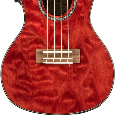 Lanikai QM-RDCEC Quilt Maple Acoustic-Electric Concert Ukulele with Soft Case (Red Stain) image 1