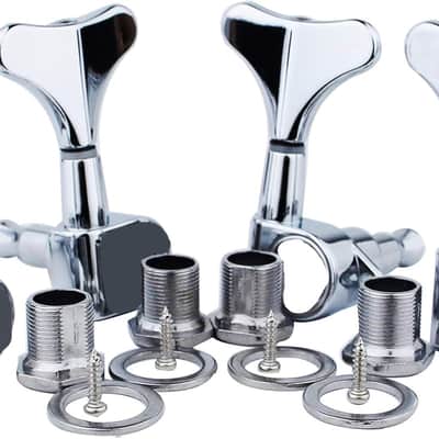Guitar Bass Tuners (4 for Right) - 1:17 Ratio Headstock Sealed Tuning Key Pegs Machine Head Replacement for Electric Bass or Precision Instruments - Chrome image 1