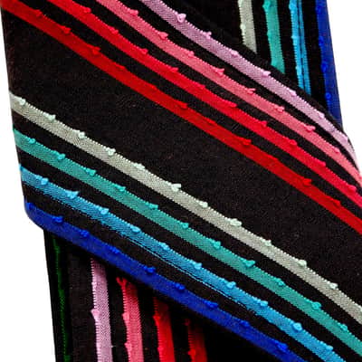 Colorful Stripes Guitar Strap Faux French Knots Artisan Handmade Blue Turquoise Green Burgundy Pink image 5