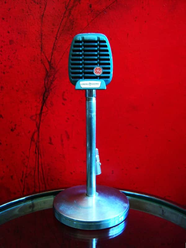 Vintage 1950's General Electric 97U29 / Shure 510C controlled magnetic microphone w Electro Voice 423A stand display prop repair image 1