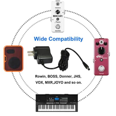 Rowin DC 9V 500mA Power Supply for Guitar Effect Pedals Power Adapter with No Current Noise Negative Center image 2