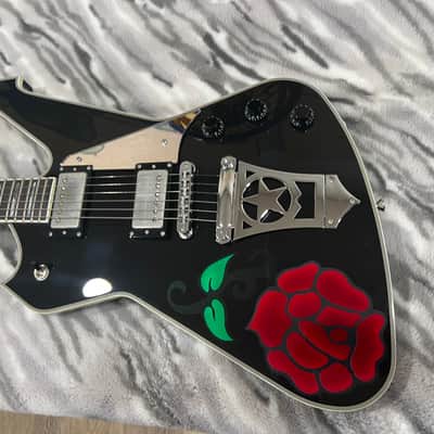 Washburn Paul Stanley PS2000 custom rose edition 2000 - Black Gloss with Rose image 3