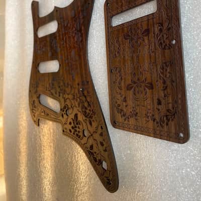Rosewood SSH Strat Style Guitar Pickguard Set with Back Plate and Screws image 2