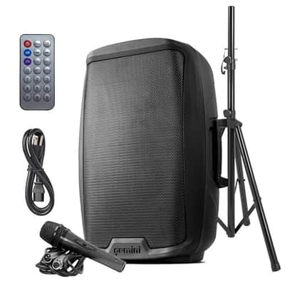 Gemini Sound AS-2115BT-PK 2000 Watt 15 Inch Woofer Professional Active Bluetooth DJ PA Speaker, Stand, Mic and Remote Set with Onboard 3-Channel. TWS Stereo Pairing/Linking and Pro Fly Points image 1