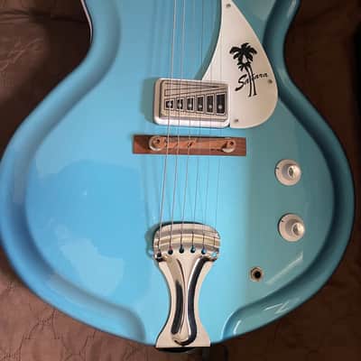 Supro 1570WB Sahara Single Pickup Americana Series Electric Guitar Wedgewood Blue Metallic image 2