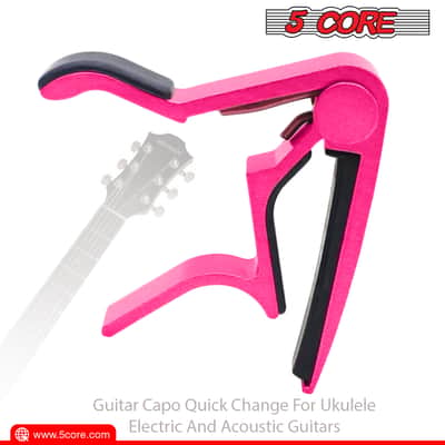 5 Core 6-String Guitar Capo Pink 2 Pack Guitar Accessory for Acoustic, Bass & Electric Guitars image 8