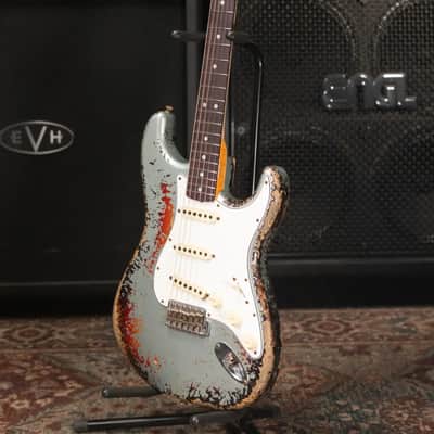 Fender Custom Shop 1965 Stratocaster Super Heavy Relic Electric Guitar - Super Faded Aged Firemist Silver over 3-Color Sunburst with Hardshell Case image 17