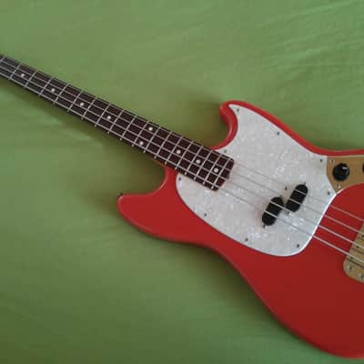 Fender Mustang Bass Guitar, 1999-2002, Fiesta Red, Made in Japan image 1