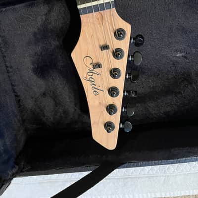 Agile Agile Fretless S-Style – Ebony Board + Hard Case 2019 - Black Transparent Flamed Maple body and neck image 6