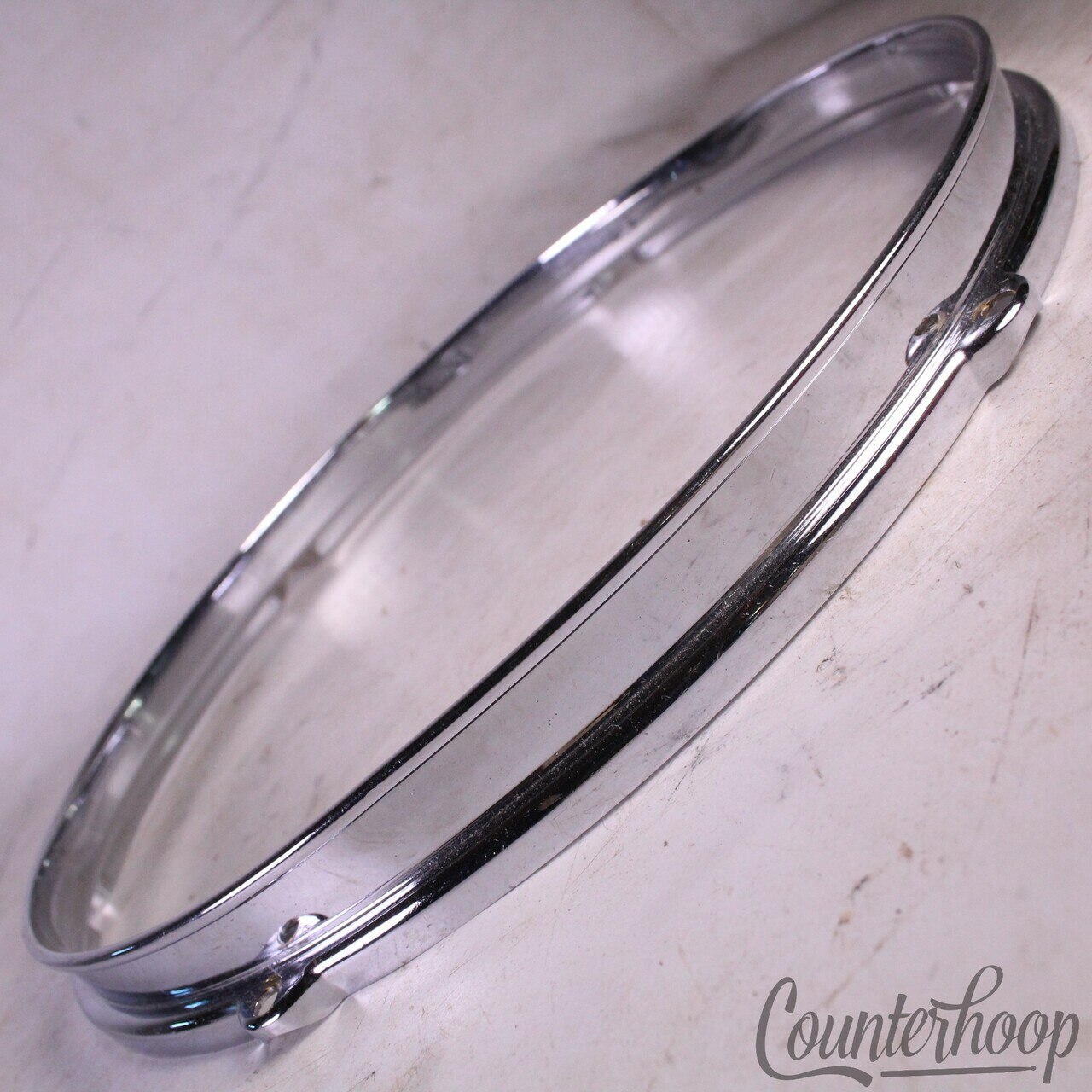Geo Way 14"Snare Drum Batter Rim COB Chrome Brass 6-Lug Camco George Vintage 60s — main photograph