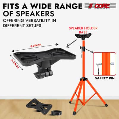 5 Core Speaker Stand Pair Height Adjustable PA DJ Tripod Studio Monitor Stands w 35mm Insert image 5