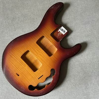 MM Style 4 String Bass Body, Sunburst, Tiger Maple Top, Basswood