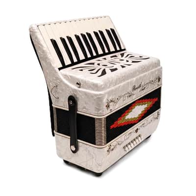 Rossetti 2512-WH Piano Keys & 12 Bass Buttons Piano Accordion w/Hard Case & Shoulder Straps image 3