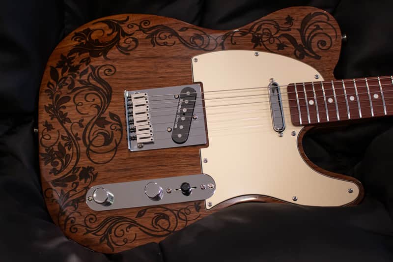 Custom T-Style Floral-carved Walnut, with case, roasted maple neck, Fender hardware, Seymour Duncan pickups 2025 - Gloss (Tru-Oil) image 1
