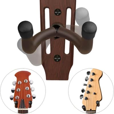 Guitar Wall Mount 2 Pack, Guitar Hanger, UShaped Guitar Wall Hanger Mount Guitar Holder Hook Wall Mount Guitar Accessories For Acoustic, Electric Guitar, Bass, Ukulele with 5 Picks (Walnut Color) image 4