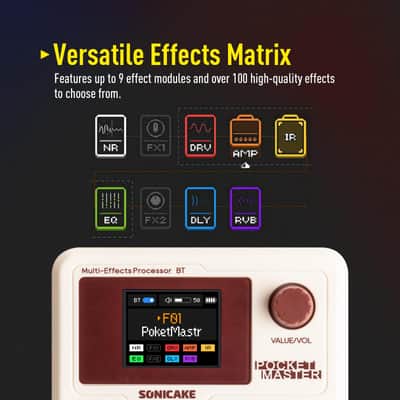 SONICAKE Pocket Master-Portable Multi Effects Pedal, 100+ Built-in Guitar/Bass/Acoustic Effects - White (Price includes the import duty to US buyer) image 5