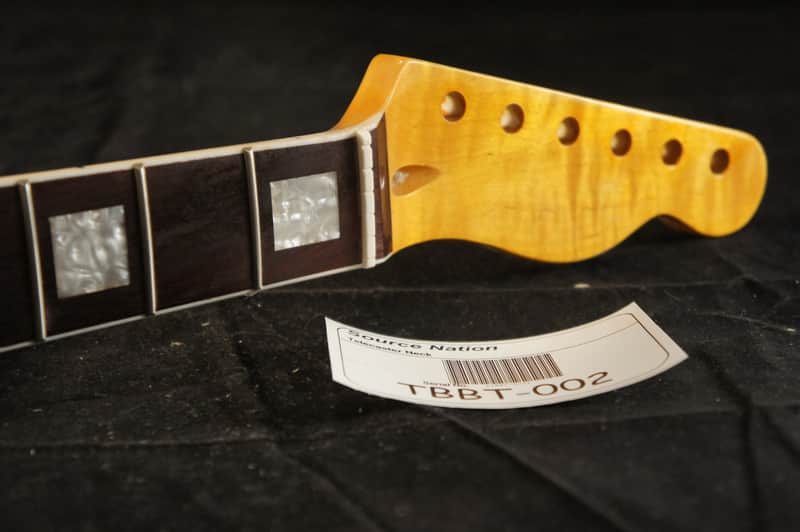 Flamed Maple with Bound Rosewood Fretboard Tele Neck. Fits Fender Telecaster! Block Inlays image 1