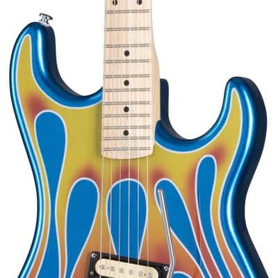 Kramer Baretta "Hot Rod" Blue Sparkle with Flames w/EVH D-Tuna image 5