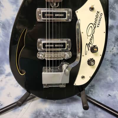 Video Demo 1967 Teisco May Queen Black White Pro Setup New Strings Hard Shell Case image 2