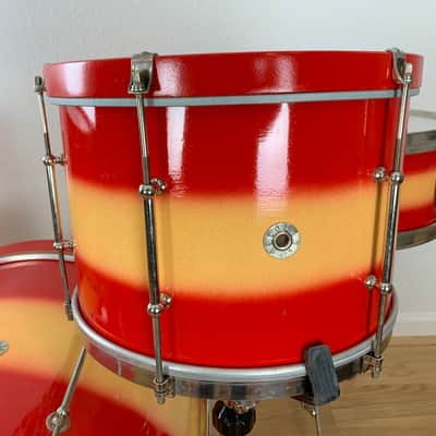 Decolite 4-Piece Drum Set Vintage Gretsch Jasper Shells 13-16-20-5x14 60s - Red Yellow Duco image 5