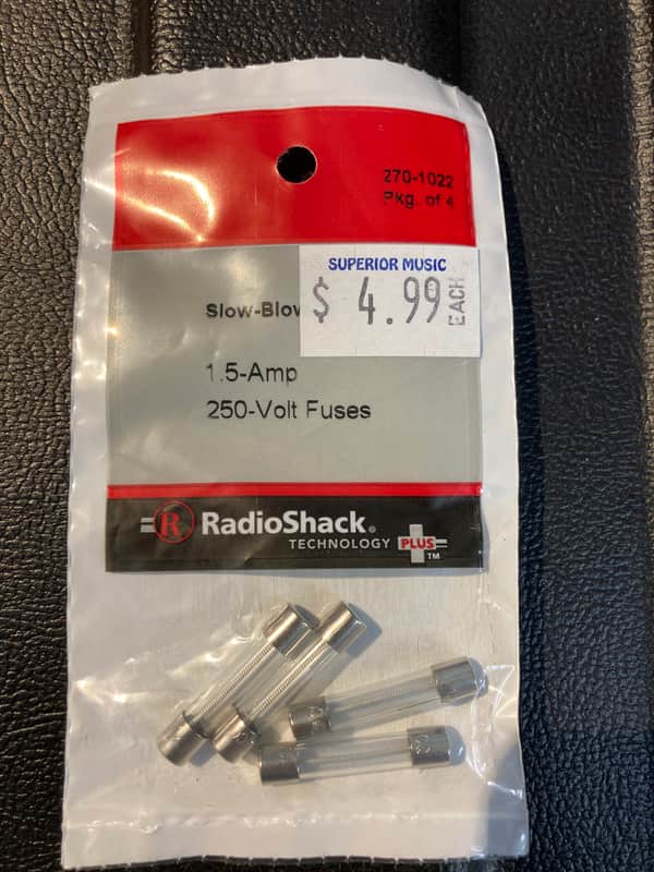 Radio Shack 1.5Amp 250V slow blow glass fuse 4 pack 2023 - 1 1/4x1/4 image 1