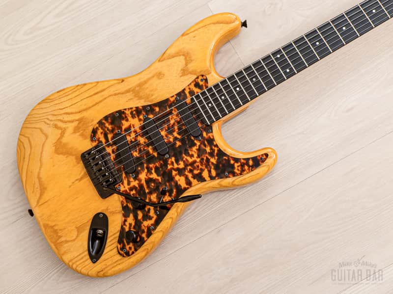 1992 PGM Moon ST-225B S-Style Superstrat Ash & Ebony w/ Lacquer Finish, Bartolini, Case & Tags image 1