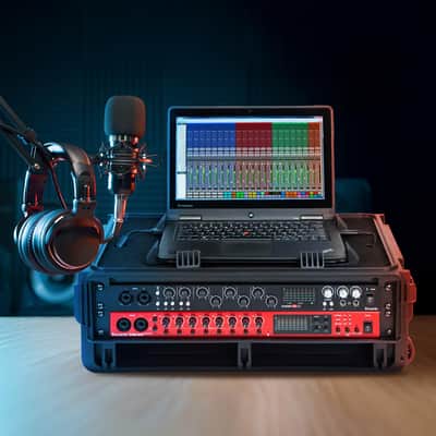 SKB Studio Flyer Rack Case - 2U Waterproof Carry-on with Laptop Surface, Molded Rack Rails, Rubber Cleats and Quiet Wheels, Ideal for Musicians, Black image 4