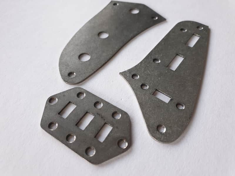 Jaguar guitar control & preset & slide switch plate kit relic antique silver chrome + screws image 1