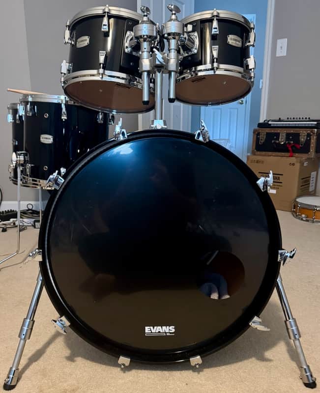 Yamaha PHX 5pc Shell Pack - Solid Black Lacquer 10/12/14/16/22 image 1